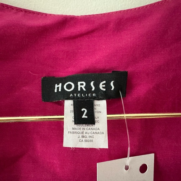 HORSES ATELIER Hot Pink Linen Midi Wrap Dress - Picture 8 of 9
